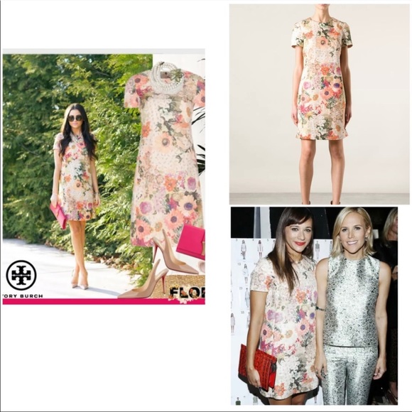 Tory Burch Kaley Floral Tweed Dress Sz 6 - Picture 3 of 9
